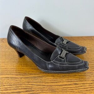 XSA Womens Leather Pumps Heels Italy EU 39 Black